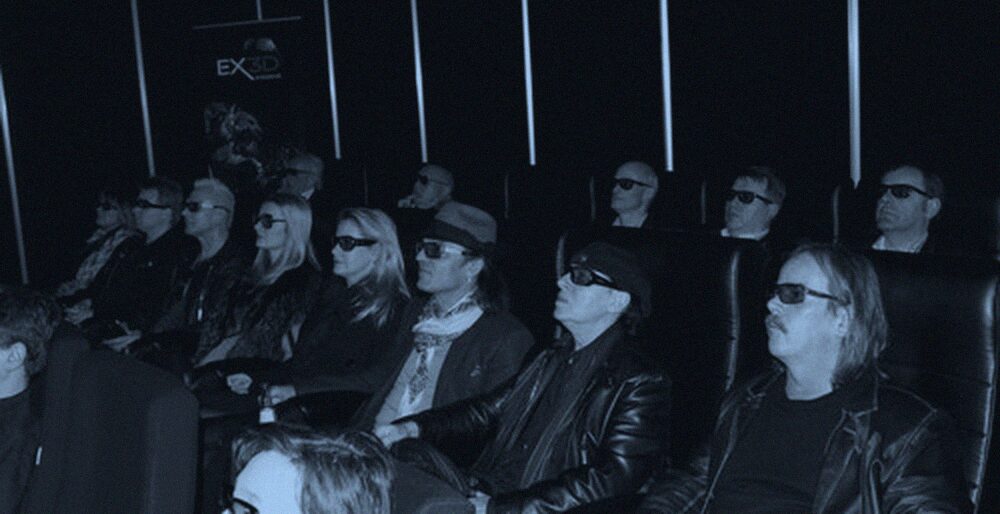 Audience wearing 3D glasses at the S3D®-ProCinema, CeBIT